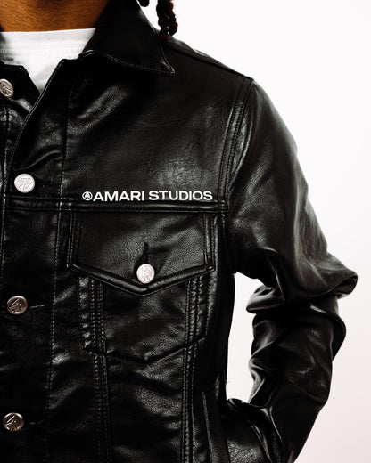 Amari Leather Denim Jacket